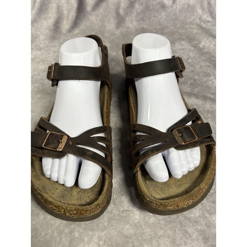 Birkenstock Bali Sandals EU 41 Brown Leather Ankle Strap Cork Footbed